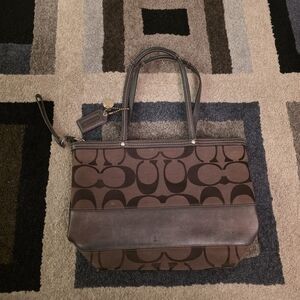 Brown Coach Signature Tote Bag